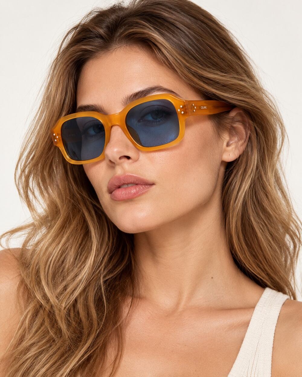 NEW Celine CL40266U 47V Milky Honey Sunglasses Authentic